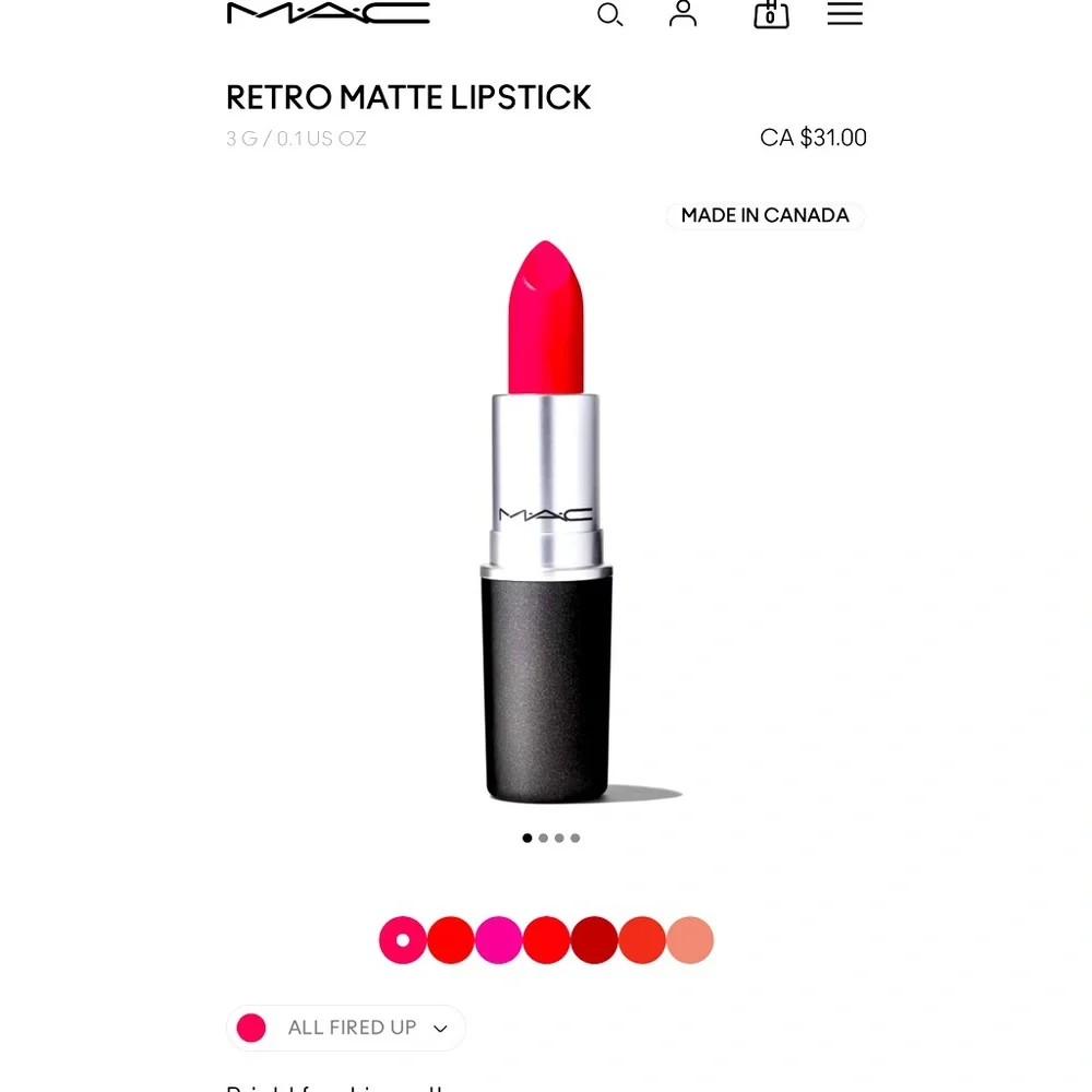 New in Box Mac Retro Matte Lipstick in 701 “All Fired Up” a Bright Fuchsia Matte - Picture 2 of 11